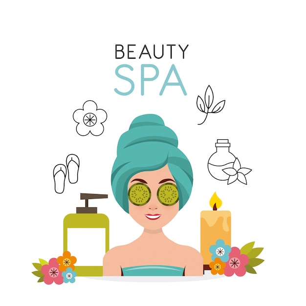 Vector belleza spa conjunto iconos planos