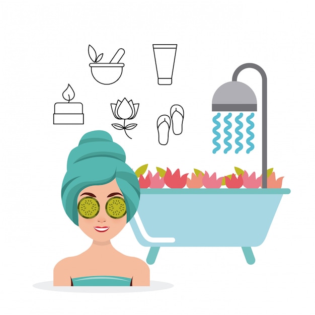 Vector belleza spa conjunto iconos planos