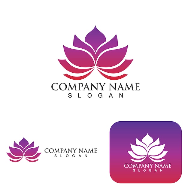 Belleza Vector icono de plantilla de logotipo de diseño de flores de loto