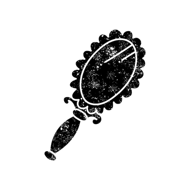 Belleza vintage espejo de mano negro icono dibujado a mano en aspecto grunge