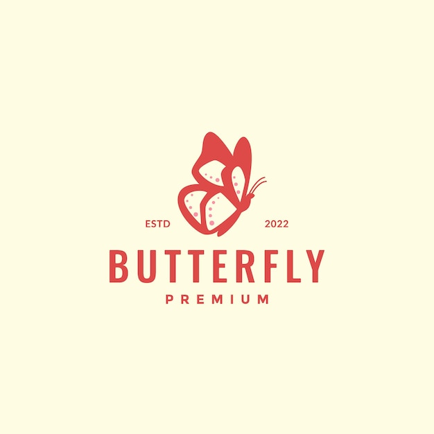 Belleza vuelo animal insecto mariposa aislado hipster logo diseño vector