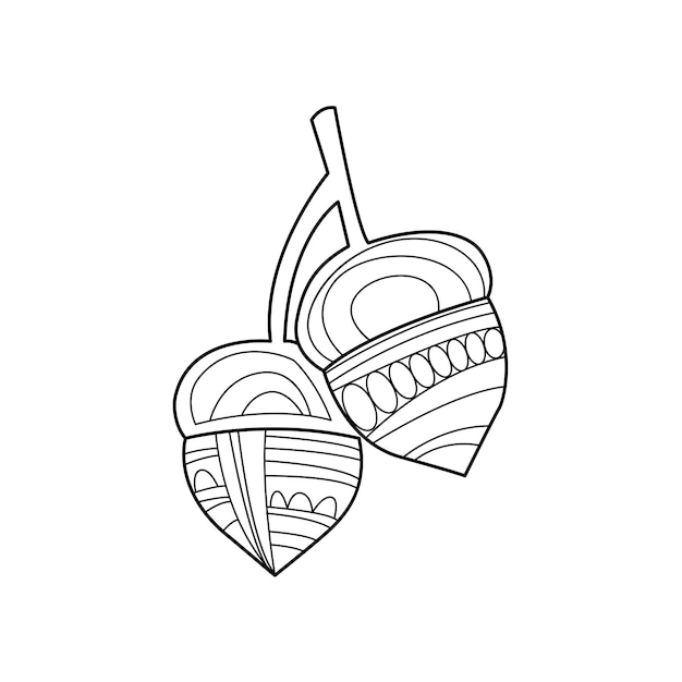 Bellotas Mano Dibujado Vector Diseño Zentangle Imprimir Para Colorear Libro