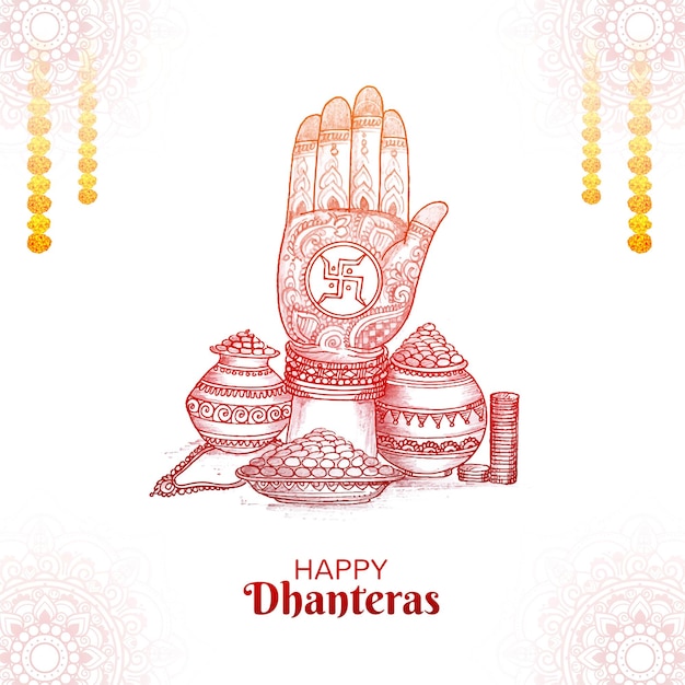 Bendición de la diosa laxmi con bocetos de joyas y monedas para el diseño de dhanteras del festival indio