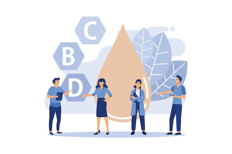 Vector beneficios del aceite de cbd, uso médico del aceite, beneficios para la salud y el cuerpo, ilustración vectorial plana relajante