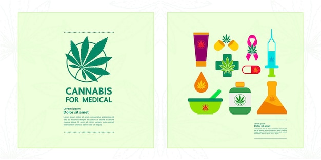 Vector beneficios del cannabis para la ilustración de vector médico y de salud