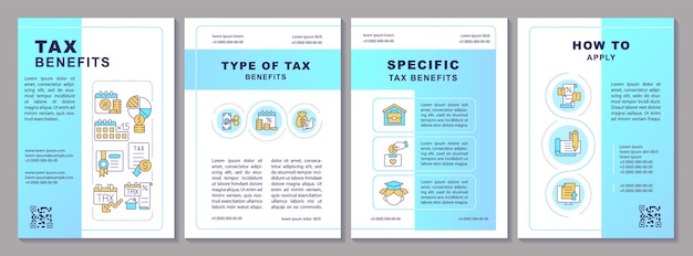 Vector beneficios fiscales plantilla de folleto de gradiente azul política fiscal diseño de folletos con iconos lineales editable diseños vectoriales de 4 vectores para la presentación de informes anuales arialblack myriad profontes regulares utilizados