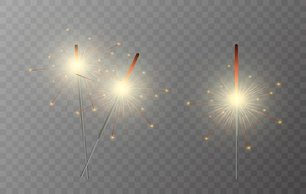 Bengala. Fuegos artificiales brillantes en el fondo. Efecto de luz realista.
