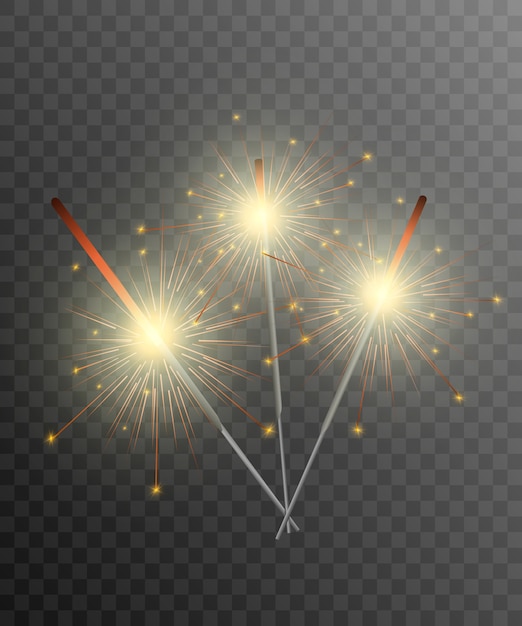 Bengala. Fuegos artificiales brillantes en el fondo. Efecto de luz realista.