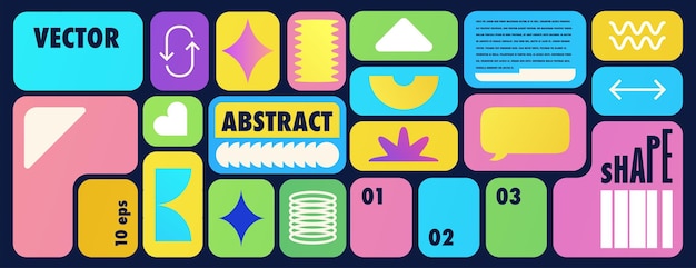 Bento grid abstract banner color gradient geometric modern frame Metaball y2k pattern template for ui website vector