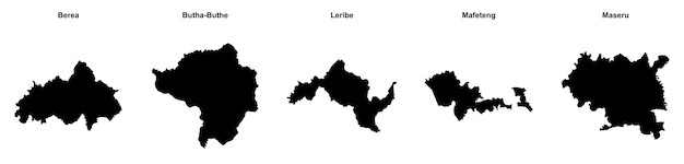 Berea Butha Buthe Leribe Mafeteng Maseru mapas del contorno