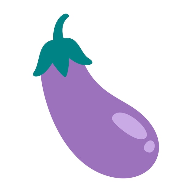 Una berenjena púrpura con una ilustración vectorial al estilo de dibujos animados