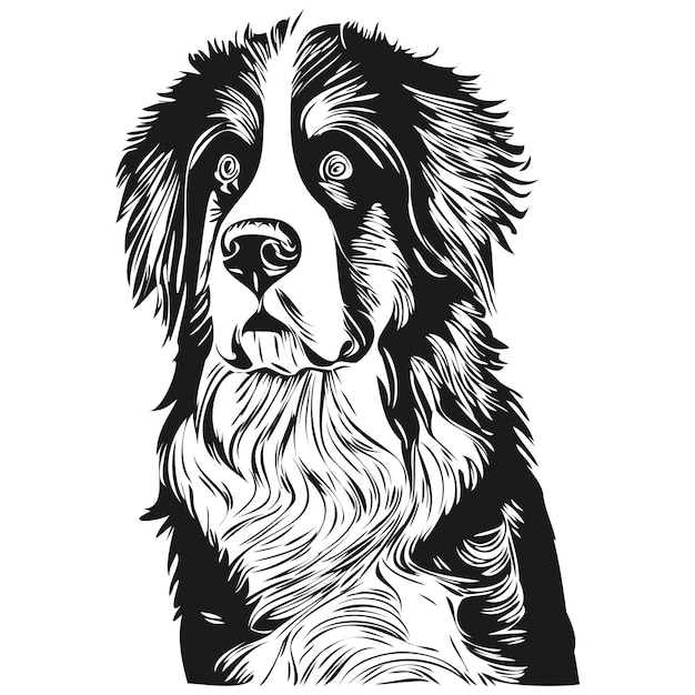 Vector bernese mountain dog logo dibujado a mano línea arte vector dibujo blanco y negro mascotas ilustración