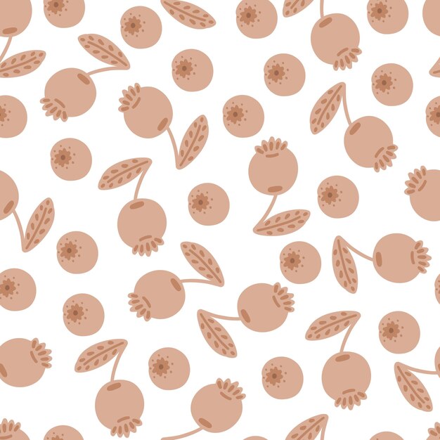 Berries marrón pastel diseño plano niños patrón sin costuras