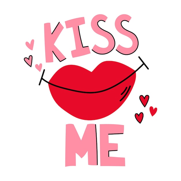 Bésame labios rojos con la frase bésame ilustración vectorial