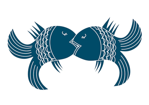 Beso icono de vector de peces de forraje