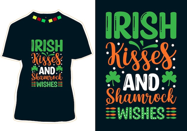 Besos irlandeses y deseos de Shamrock Diseño de camiseta