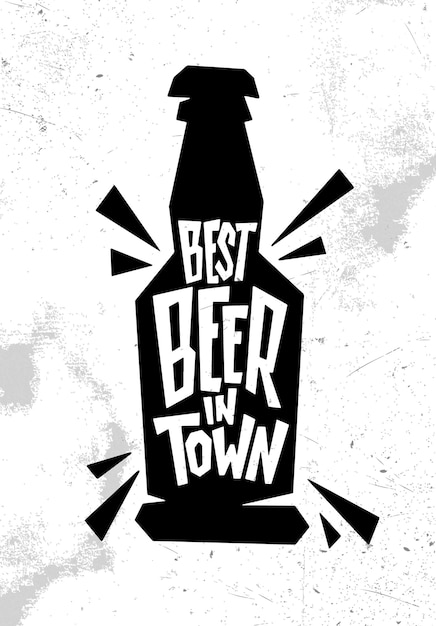 Best beer in town camiseta impresa logo emblema letras elemento de ilustración vectorial dibujado a mano para pancartas y carteles de volantes