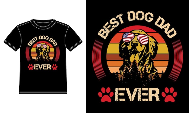 Best Dog Dad Ever - Dad T-shirt - Diseño de camiseta de perro, gráficos vectoriales Plantilla de diseño de camiseta, Coche