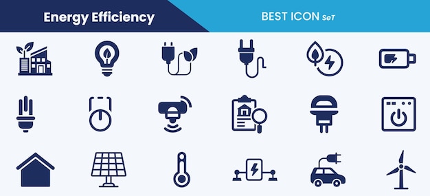 Best energy efficiency icon set collection and vector illustration