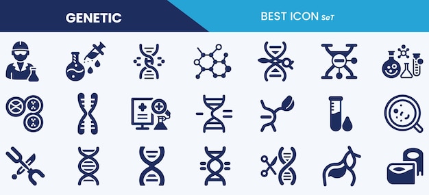 Best genetic icon set collection and vector illustration