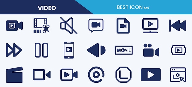 Best Video icon set collection and vector illustration