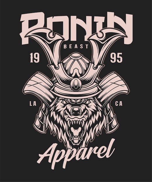 Bestia enojada Ilustración japonesa de un samurai ronin