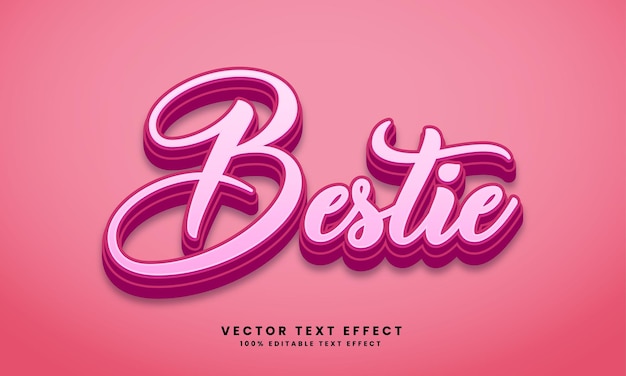 Bestie 3d Vector efecto de texto editable con fondo