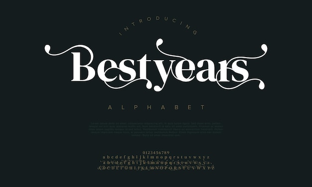 Bestyears premium lujo elegante alfabeto letras y números elegante tipografía de boda clásico