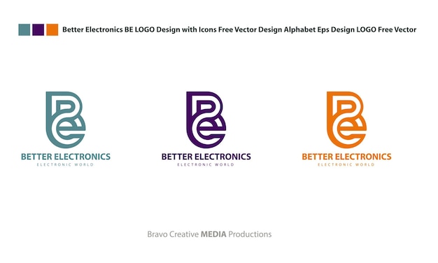 Better Electronics BE LOGO Design con iconos Free Vector Design Alphabet Eps Design LOGO Free Vector