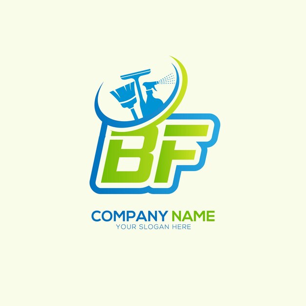 BF o FB Letra local Vector de limpieza Vector del logotipo del servicio de limpia