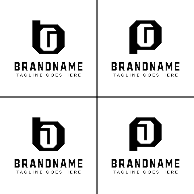 BG BJ PG PJ Monograma Conjunto de logotipos adecuado para cualquier negocio con las iniciales GB JB GP