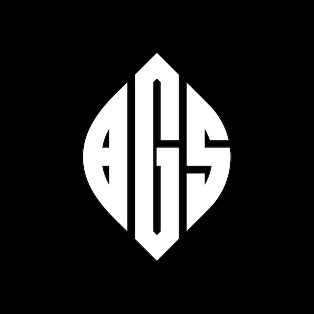 BGS: diseño de logotipo de letras circulares con forma de círculo y elipse BGS: letras elípticas con estilo tipográfico Las tres iniciales forman un logotipo de círculo BGS: emblema de círculo Monograma abstracto letra marca vector