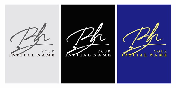 Vector bh b h escritura a mano inicial bh escritura a mano inicial firma plantilla de logotipo letras a mano vectoriales