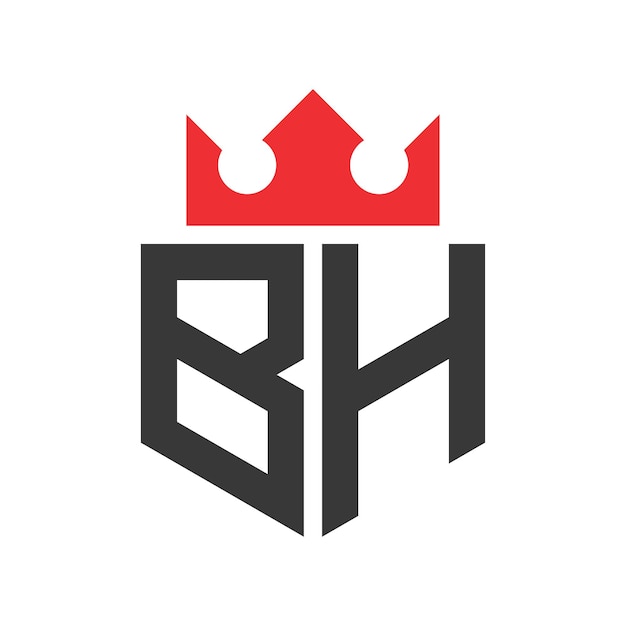 BH Corona Logo Corona en la letra BH Estampa de diseño del logotipo