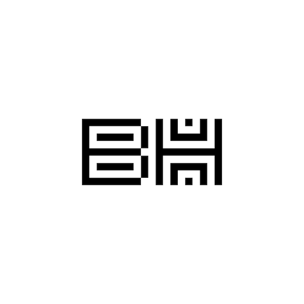 BH Monogram Logo Design letra texto nombre símbolo monocromo logotipo alfabeto carácter simple logo