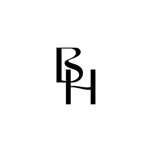 Bh monogram logo design letra texto nombre símbolo monocromo logotipo alfabeto carácter simple logo