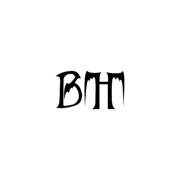 BH Monogram Logo Design letra texto nombre símbolo monocromo logotipo alfabeto carácter simple logo