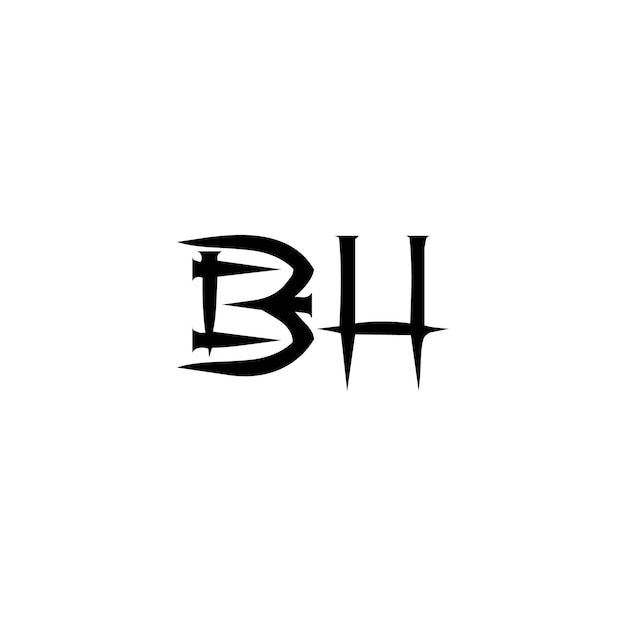 BH Monogram Logo Design letra texto nombre símbolo monocromo logotipo alfabeto carácter simple logo