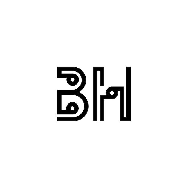 BH Monogram Logo Design letra texto nombre símbolo monocromo logotipo alfabeto carácter simple logo