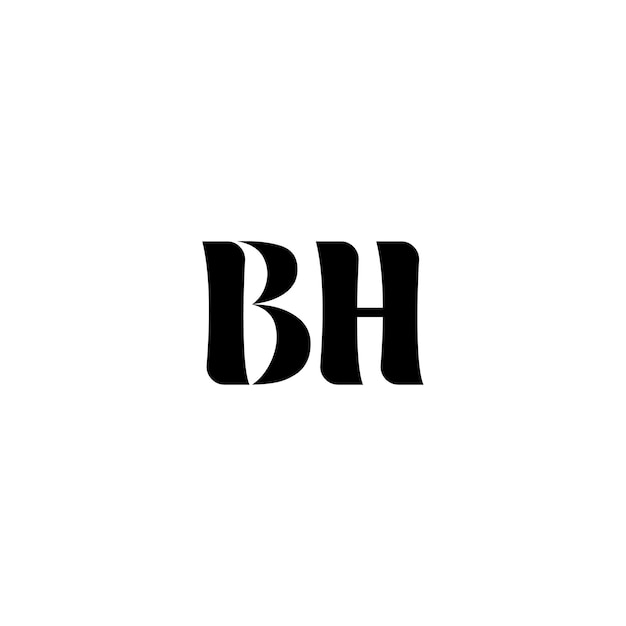 BH Monogram Logo Design letra texto nombre símbolo monocromo logotipo alfabeto carácter simple logo