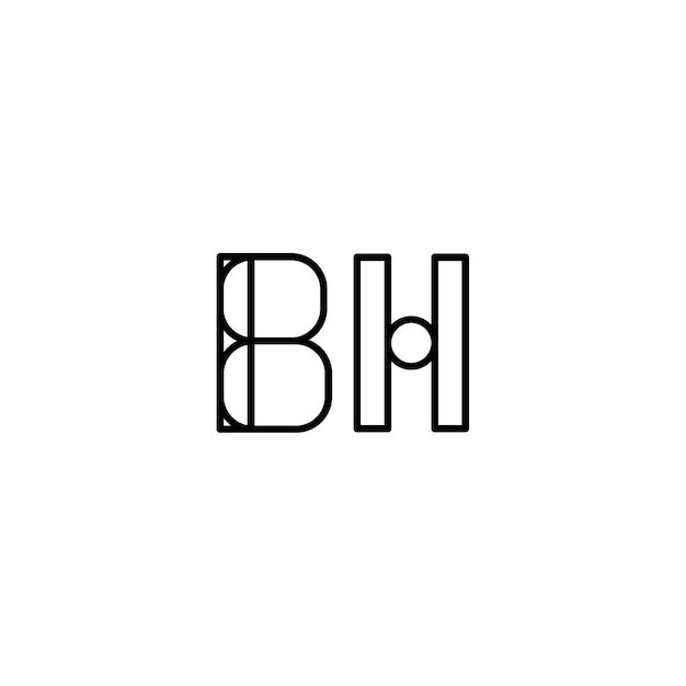 BH Monogram Logo Design letra texto nombre símbolo monocromo logotipo alfabeto carácter simple logo