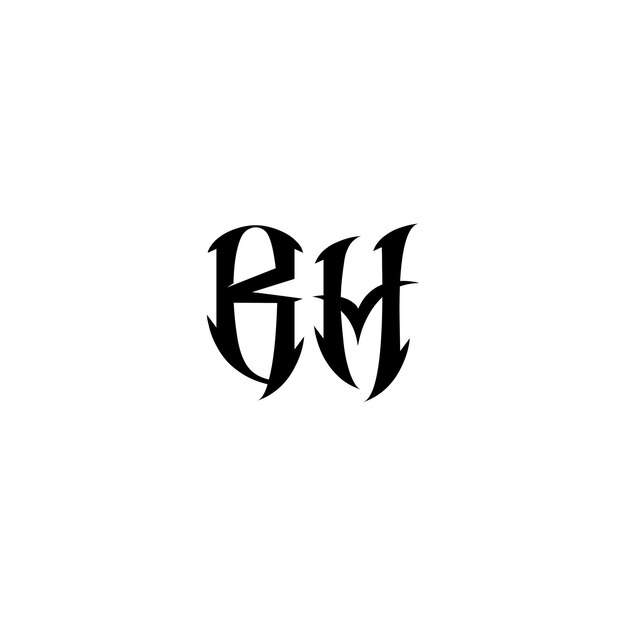 BH Monogram Logo Design letra texto nombre símbolo monocromo logotipo alfabeto carácter simple logo
