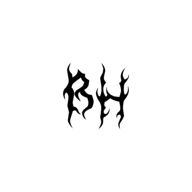 BH Monogram Logo Design letra texto nombre símbolo monocromo logotipo alfabeto carácter simple logo