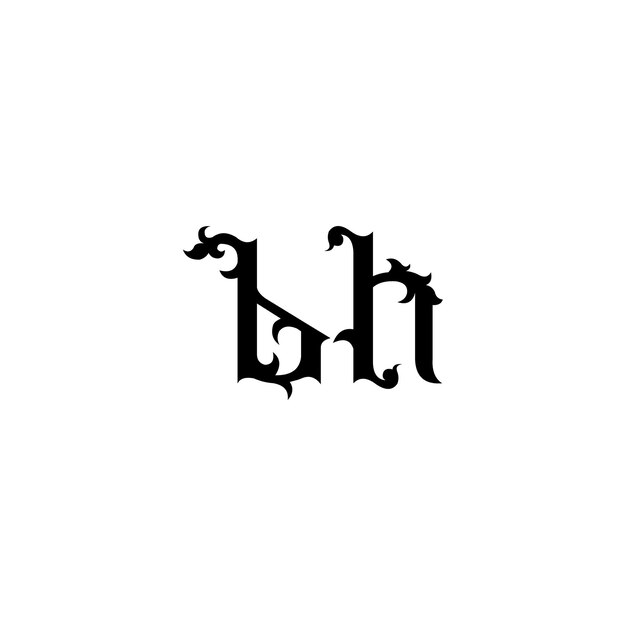BH Monogram Logo Design letra texto nombre símbolo monocromo logotipo alfabeto carácter simple logo