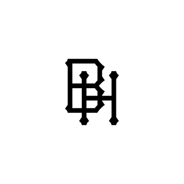 BH Monogram Logo Design letra texto nombre símbolo monocromo logotipo alfabeto carácter simple logo