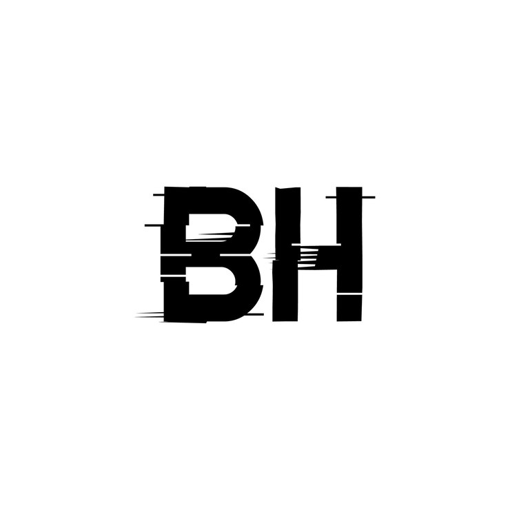 Vector bh monogram logo design letra texto nombre símbolo monocromo logotipo alfabeto carácter simple logo