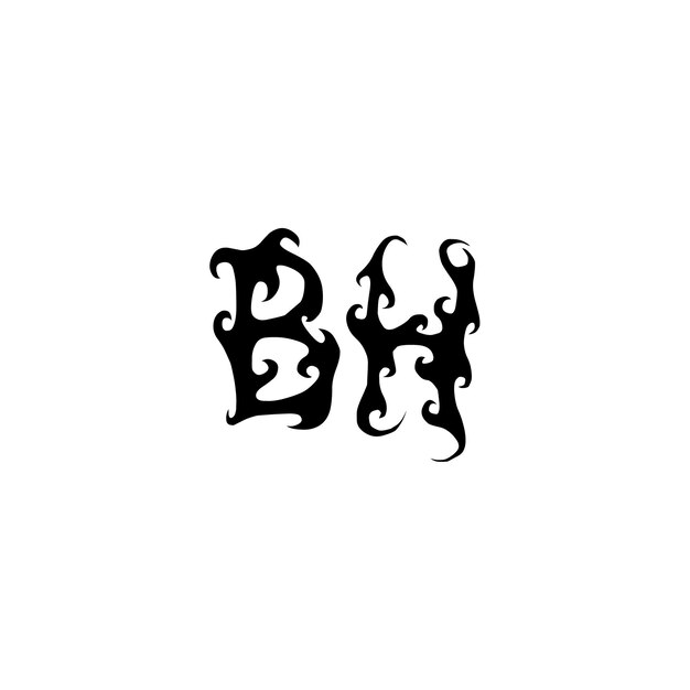BH Monogram Logo Design letra texto nombre símbolo monocromo logotipo alfabeto carácter simple logo