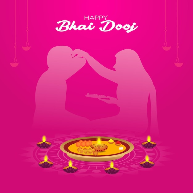 Vector bhai dooj brother sister diseño creativo