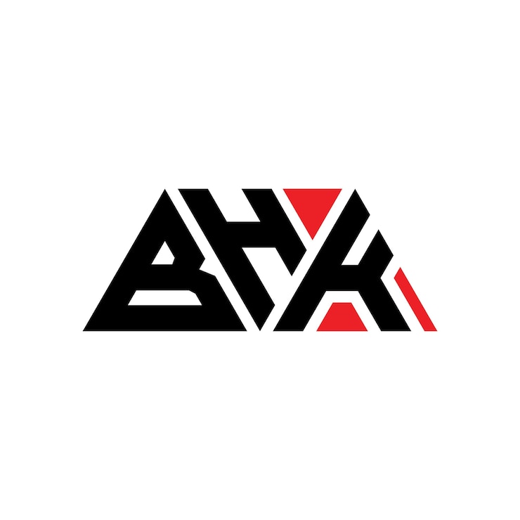 Vector bhk diseño de logotipo de letra triangular con forma de triángulo bhk diseño del logotipo del triángulo monograma bhk triángulo vector logotipo plantilla con color rojo bhk logotipo triangular simple elegante y lujoso logotipo bhk