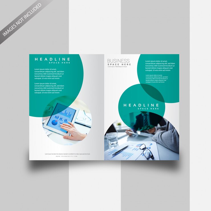 Vector bi-fold vector de folleto corporativo